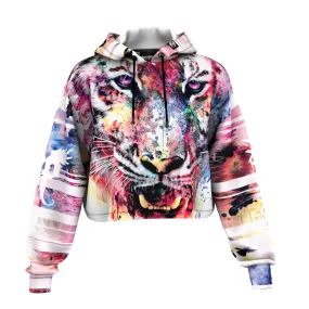 Aquarelle Tiger Cropped Hoodie