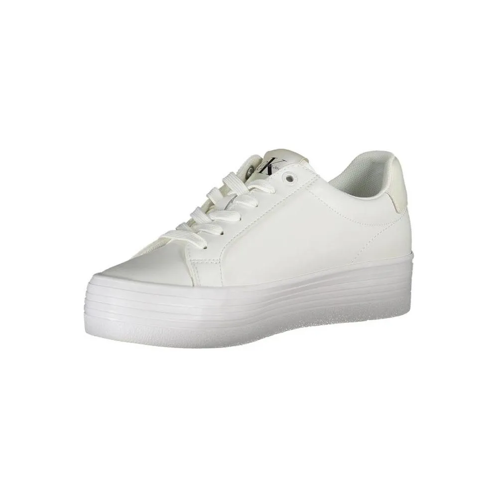 Calvin Klein Sleek White Lace-Up Sneakers with Contrast Detail