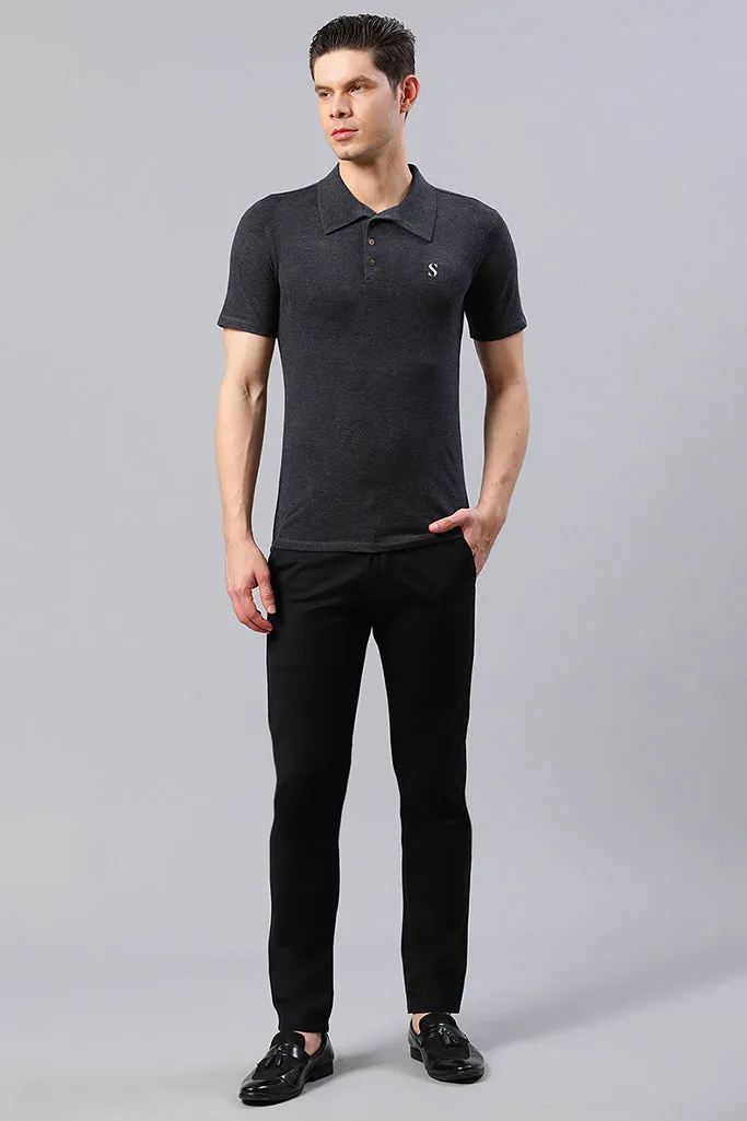 Charcoal Grey Solid T-Shirt