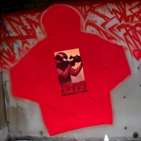 *DESIGN BY HUMANS* (RED) PULLOVER HOODIE (DISTRESSED LOGO STYLE)