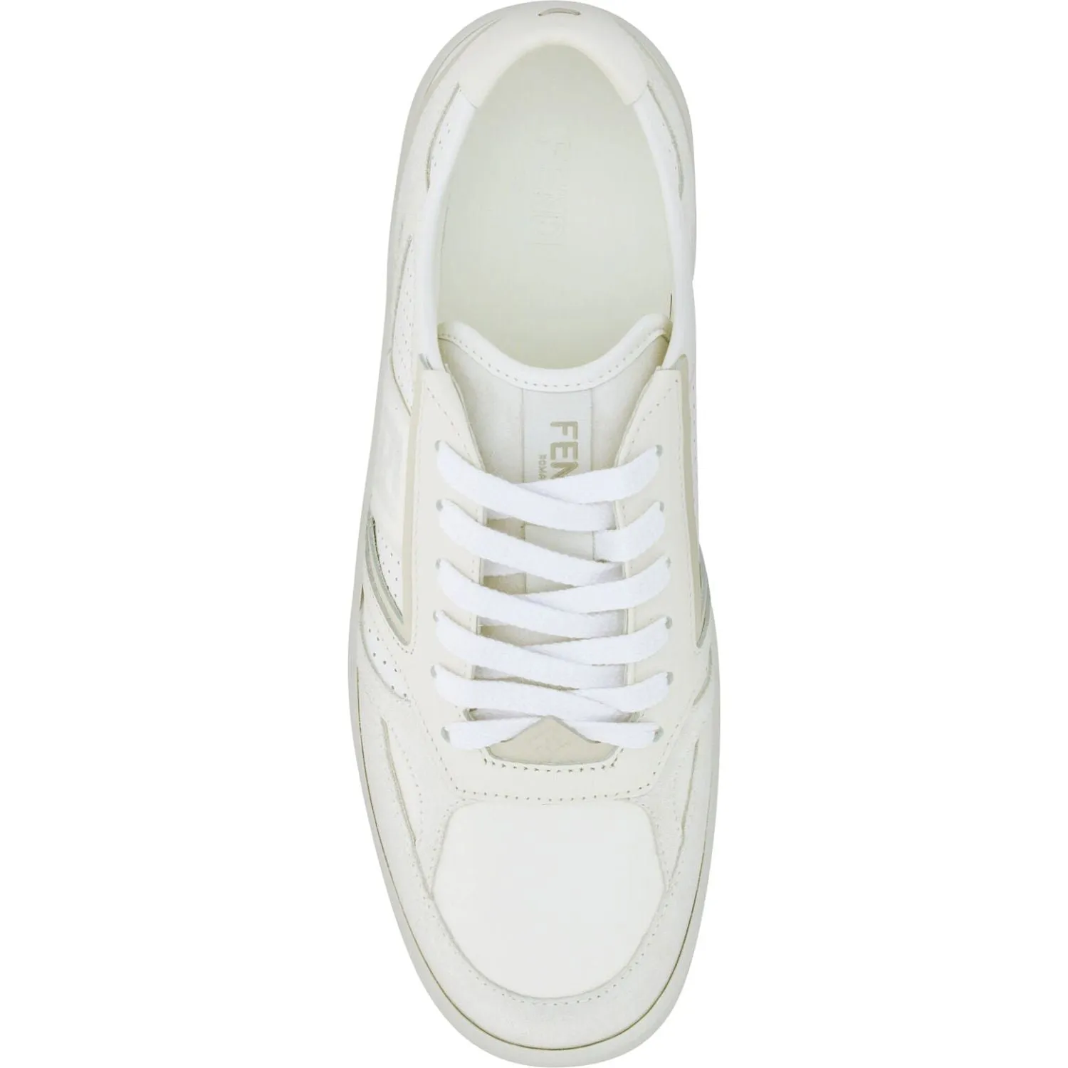 Fendi Elegant Low Top Calfskin Sneakers in White