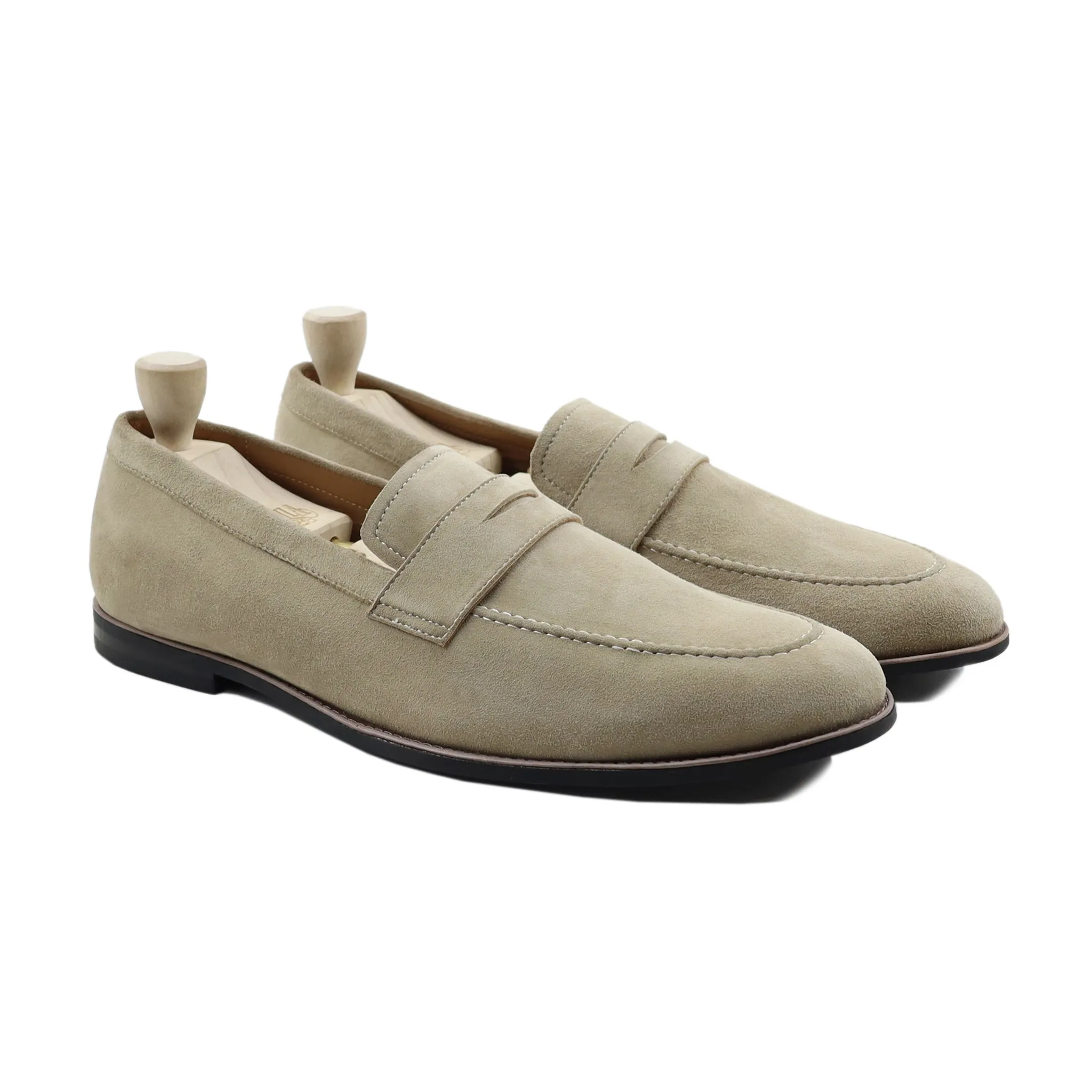 Lodz - Men's Beige Kid Suede Loafer