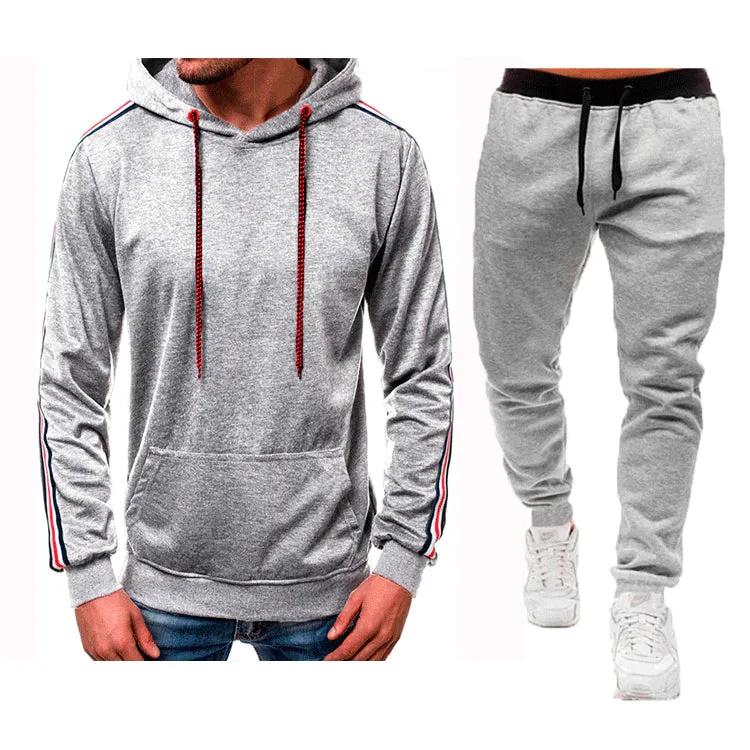 Men's Casual Splicing Pullover Hooded Hoodies Joggers Two Piece Set