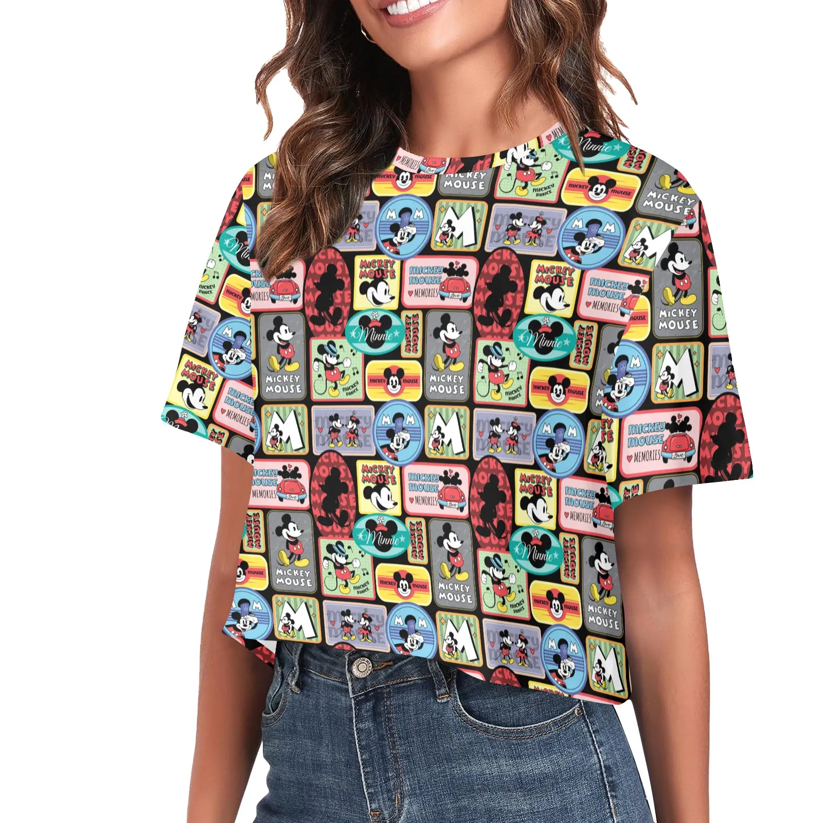 Mickey Stickers Women's Cropped T-shirt