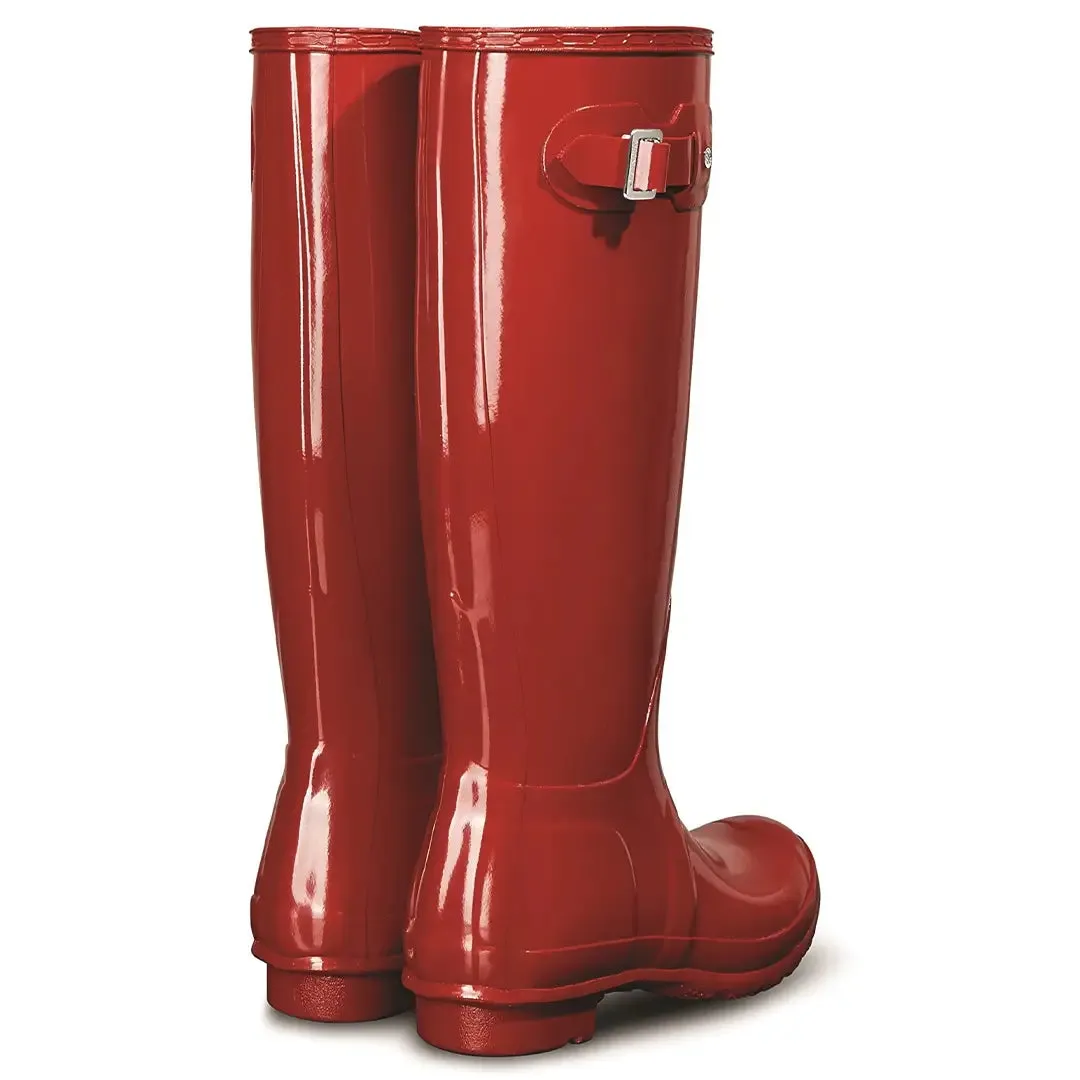 Original Tall Gloss Wellington Boots - Military Red by Hunter