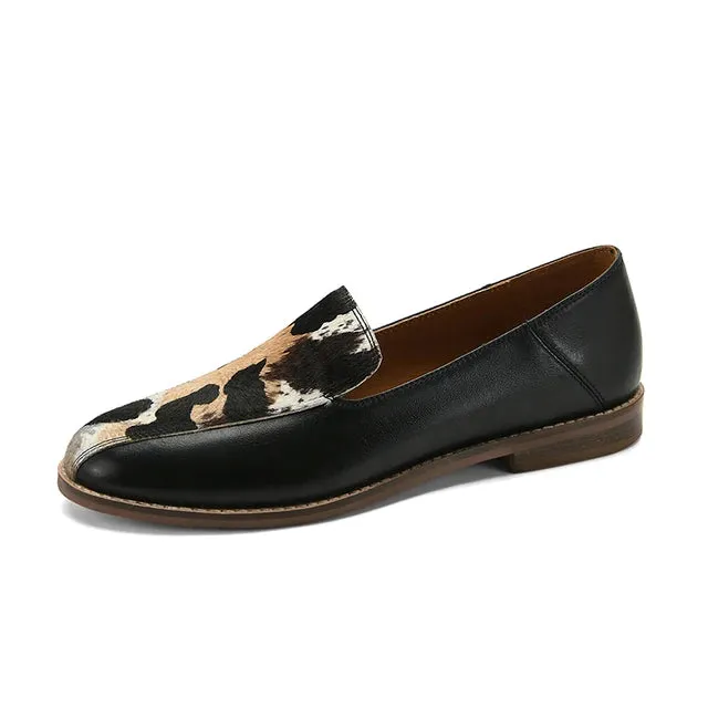 Pre Order:  Animal Pattern Leather Loafers