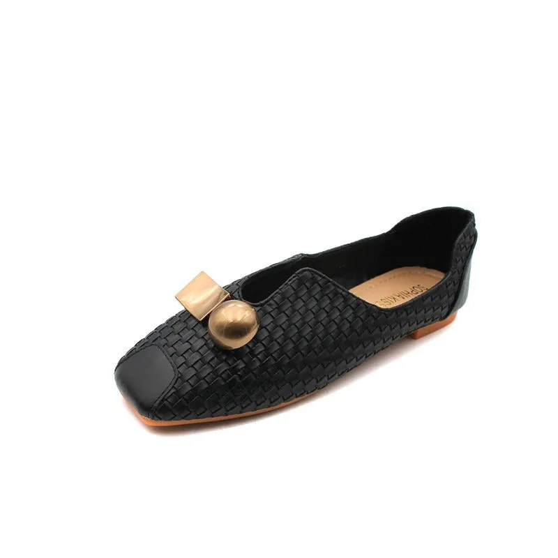 Pre Order:  Classic Square Toe Soft Bottom Flat Shoes