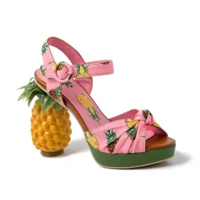 Printed Pineapple High Heel Sandals