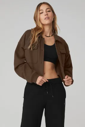 Renown Cropped Button-Up Pullover - Espresso