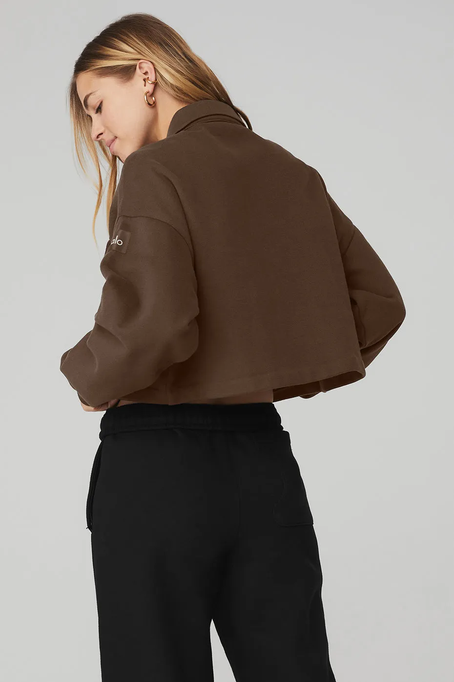 Renown Cropped Button-Up Pullover - Espresso