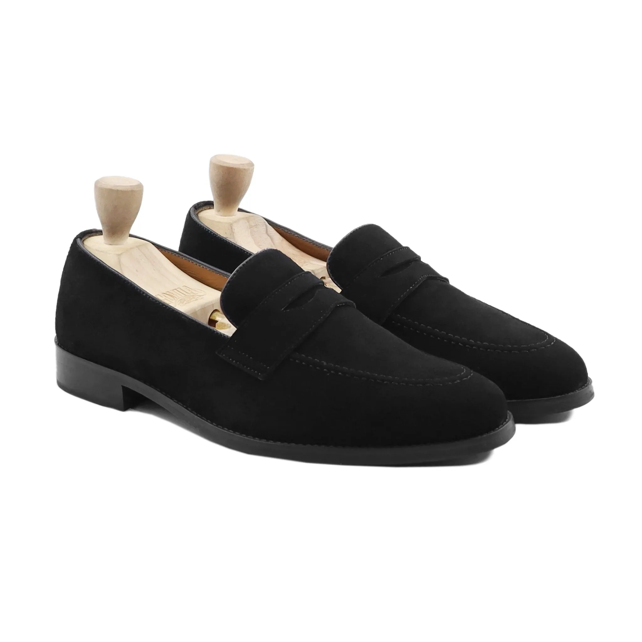 Trzic - Men's Black Kid Suede Loafer